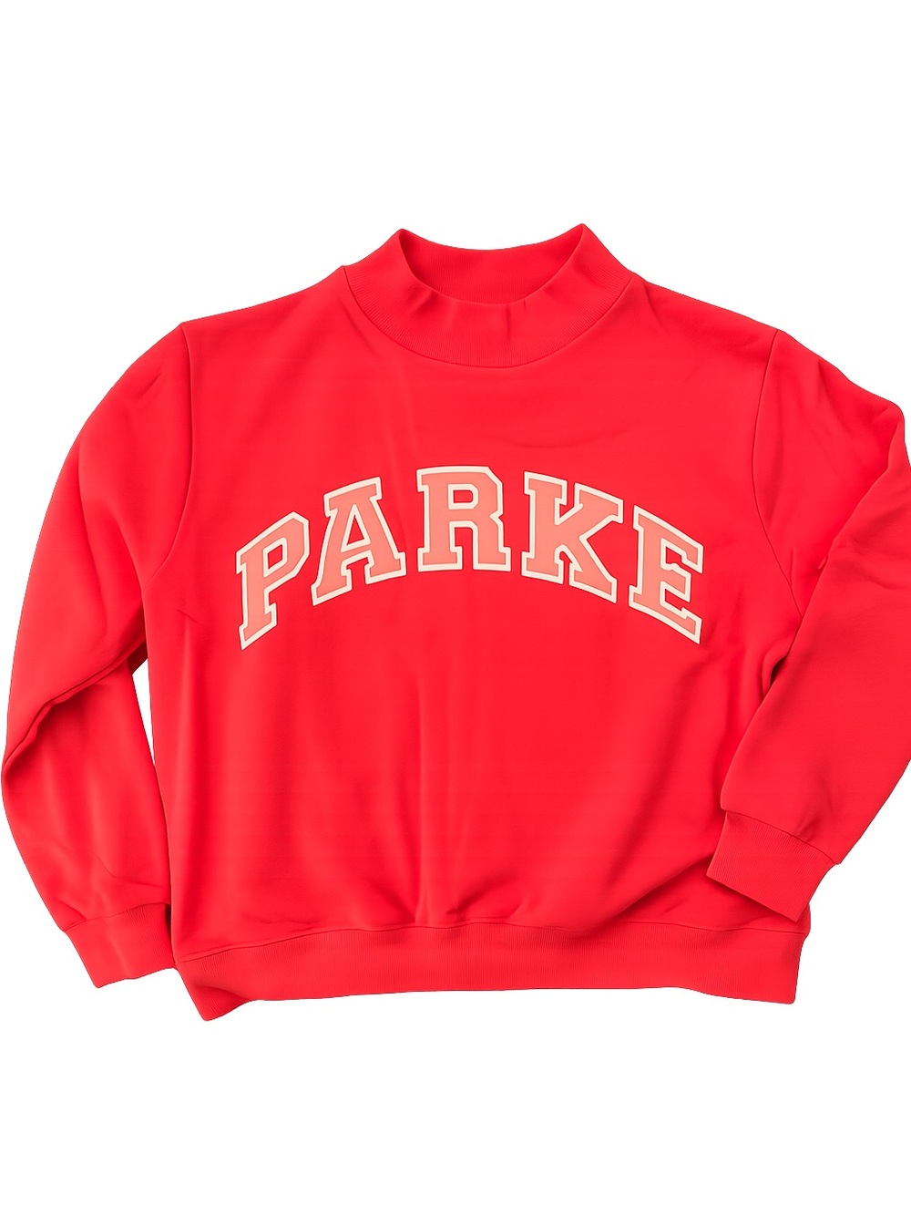 PARKE Summerland Flamingo Varsity Mockneck Sweatshirt L/XL- IN HAND QUICK SHIP - Picture 2 of 4